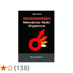 Buchcover: "Geheimwissen Männlicher Multi-Orgasmus" von Mike Kleist. Ein rotes Männersymbol mit mehreren Pfeilen, die nach oben zeigen.