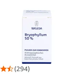 Weleda Bryophyllum 50% Pulver zum Einnehmen. Die Wirkung dieses anthroposophischen Arzneimittels beruht auf Kalanchoe pinnata.