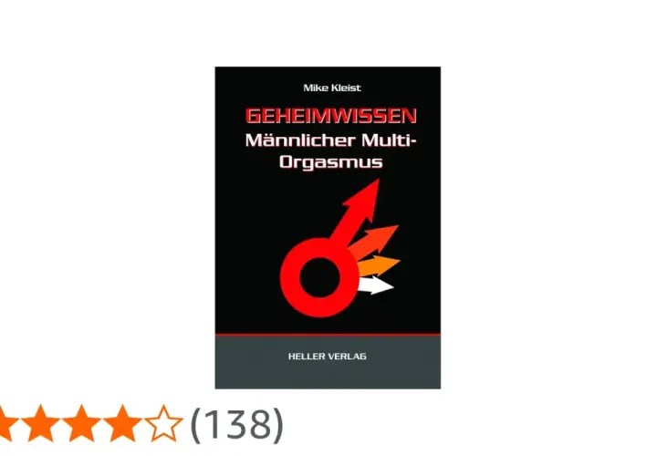 Buchcover: "Geheimwissen Männlicher Multi-Orgasmus" von Mike Kleist. Ein rotes Männersymbol mit mehreren Pfeilen, die nach oben zeigen.