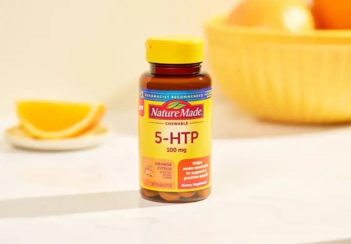 Nature Made 5-HTP 100mg Chewables in Orange Citrus. Die 5-HTP Wirkung unterstützt die Serotoninbildung für eine positive Stimmung.