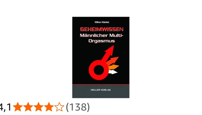 Buchcover: "Geheimwissen Männlicher Multi-Orgasmus" von Mike Kleist. Ein rotes Männersymbol mit mehreren Pfeilen, die nach oben zeigen.