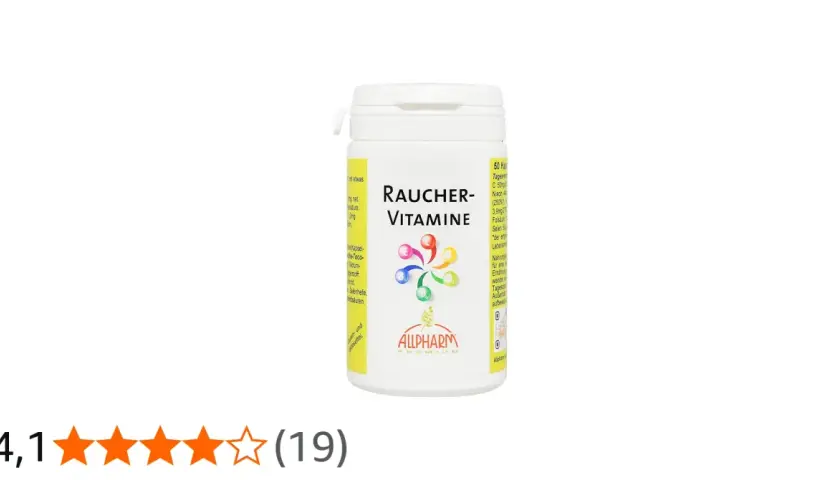 Raucher-Vitamine von Allpharm: Eine Kapsel für Raucher, die wichtige Vitamine wie C, Niacin und Folsäure enthält.