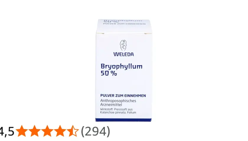 Weleda Bryophyllum 50% Pulver zum Einnehmen. Die Wirkung dieses anthroposophischen Arzneimittels beruht auf Kalanchoe pinnata.