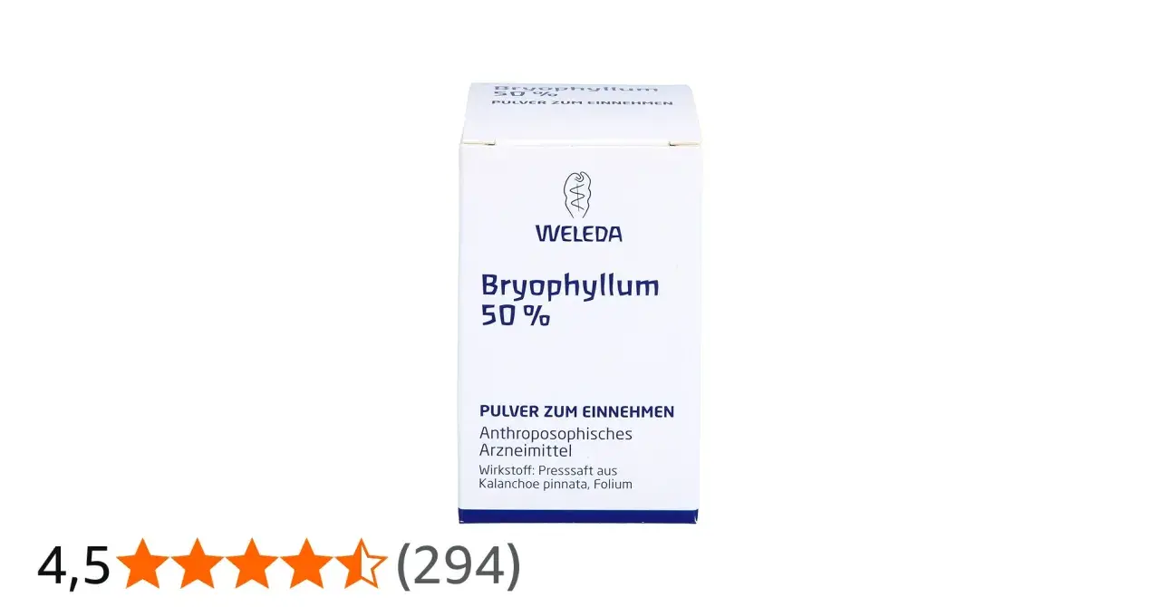 Weleda Bryophyllum 50% Pulver zum Einnehmen. Die Wirkung dieses anthroposophischen Arzneimittels beruht auf Kalanchoe pinnata.