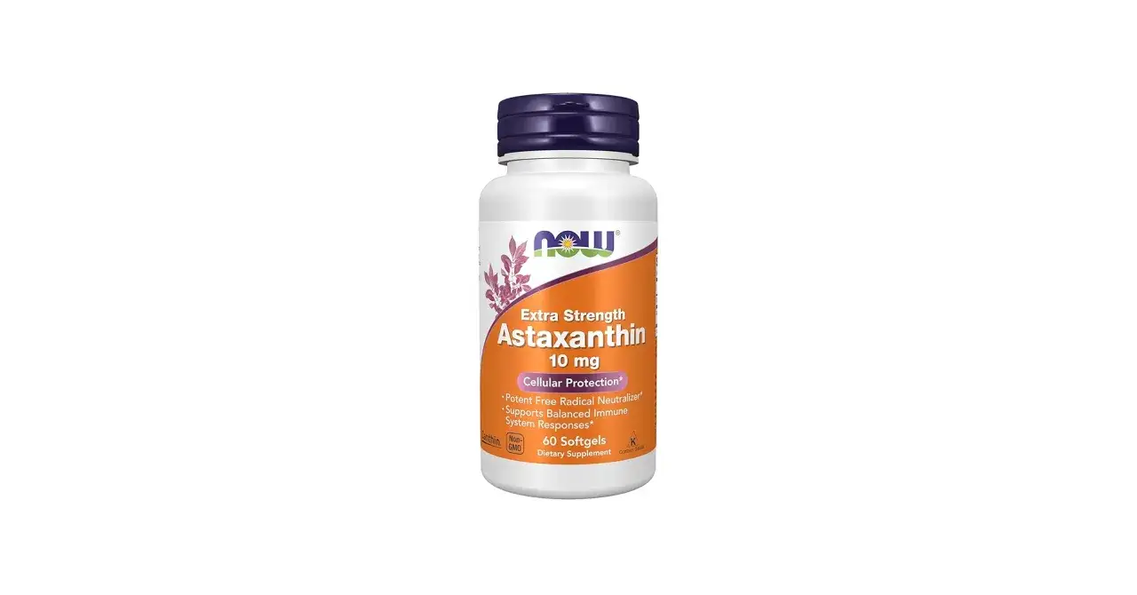 Flasche mit Astaxanthin 10 mg. Die Astaxanthin Wirkung wird als zellsch&uuml;tzend und zur Unterst&uuml;tzung des Immunsystems beschrieben.